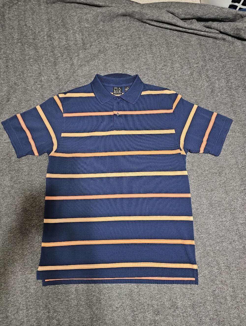 Jos. A. Bank Traveler's Collection Blue Striped Polo Shirt Mens Medium